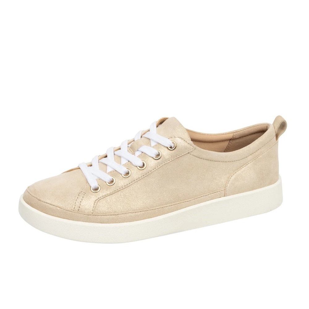 Vionic Winny Gold Leather Lace Up Sneakers